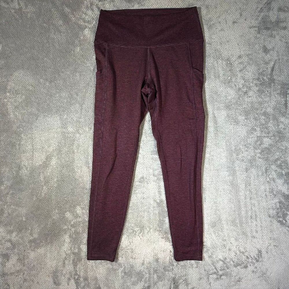 Aerie Chill Play Move Leggings Large Regular Burgundy Marled High Rise Pockets